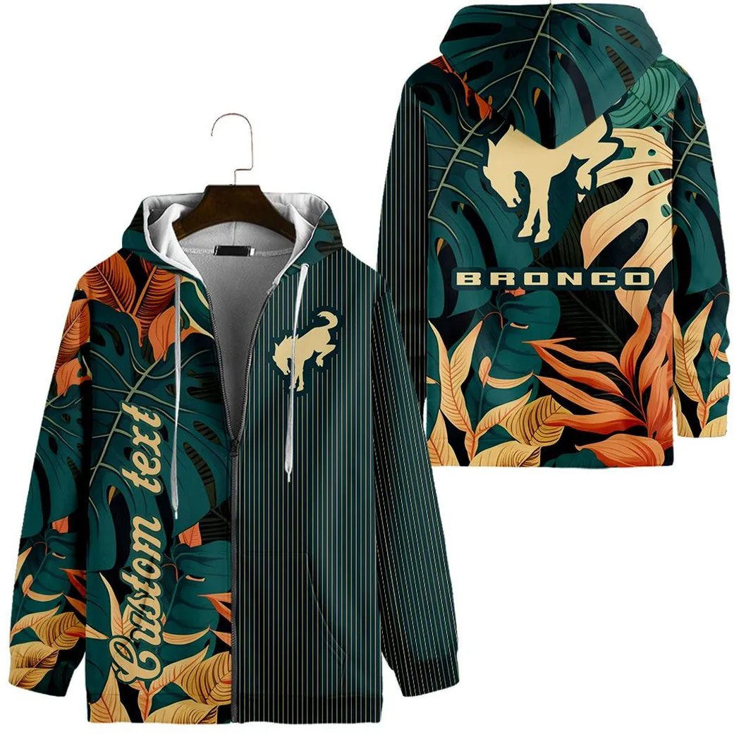 Ford Bronco Vintage Zip Hoodie Custom All Over Print CAR434041725257