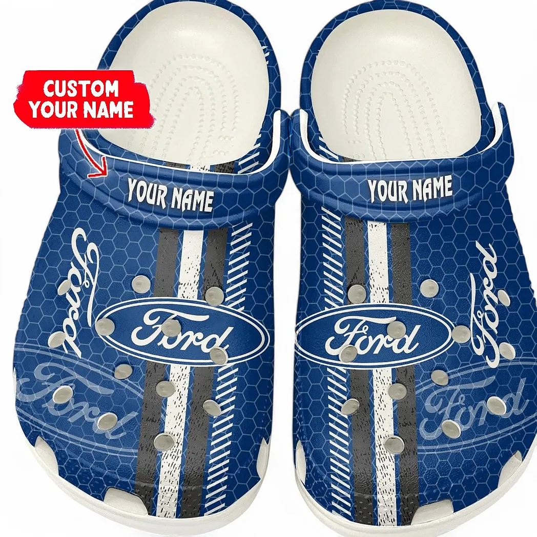 Ford Crocs Shoes Gift For Ford Lovers, Birthday Gift For Husband, Boyfriend CAR82022025593 - White