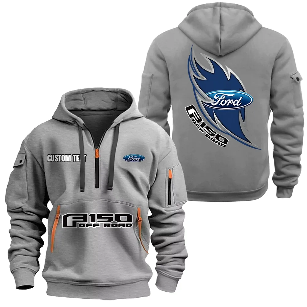 ford f150 hoodie half zipper car1701112076 car all over print hoodie half zipper gray hs0yy
