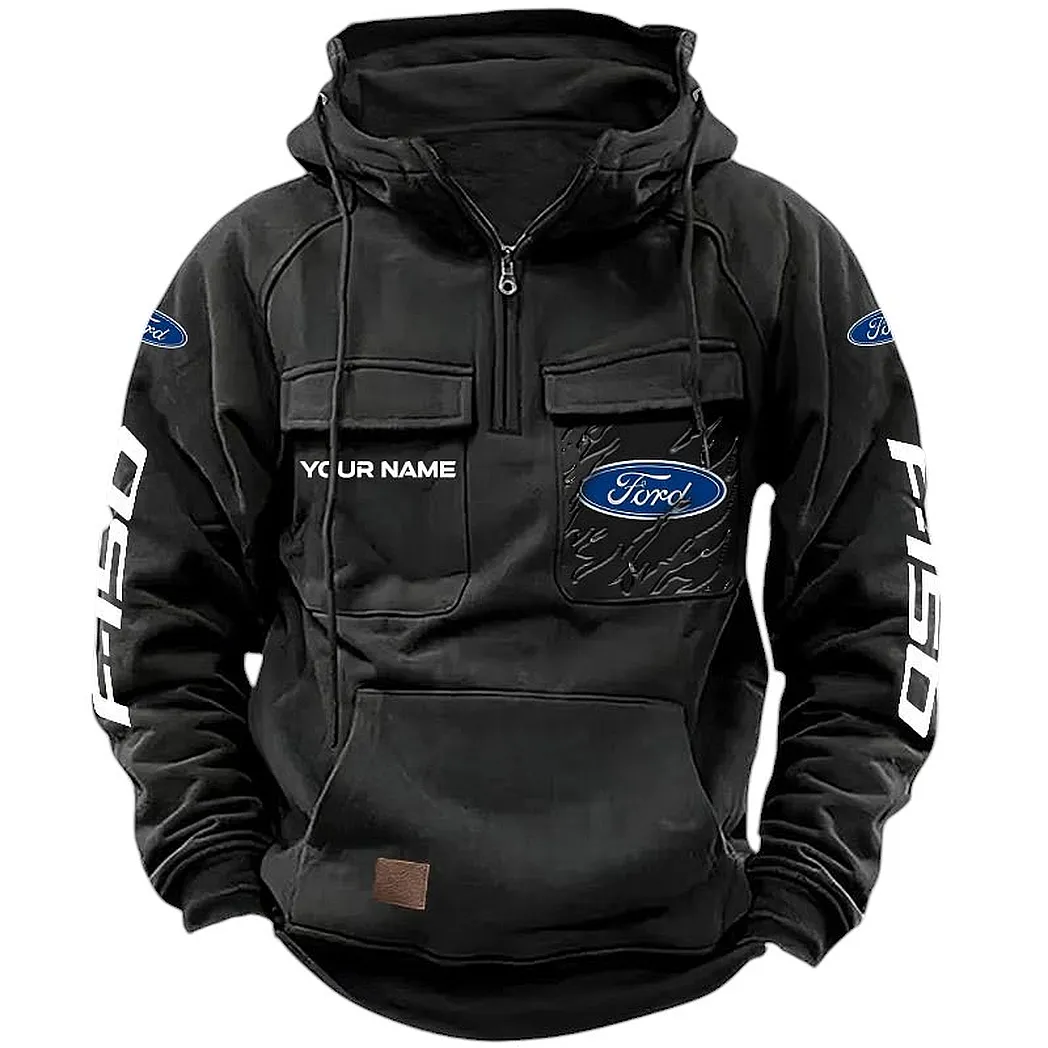 Ford F150 Hoodie Tactical Quarter Zip, Gift For Ford F150 Lovers CAR164022425150 - Black