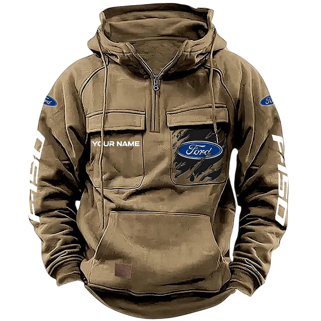 ford f150 hoodie tactical quarter zip gift for ford f150 lovers car164022425150 khaki 9i5v7