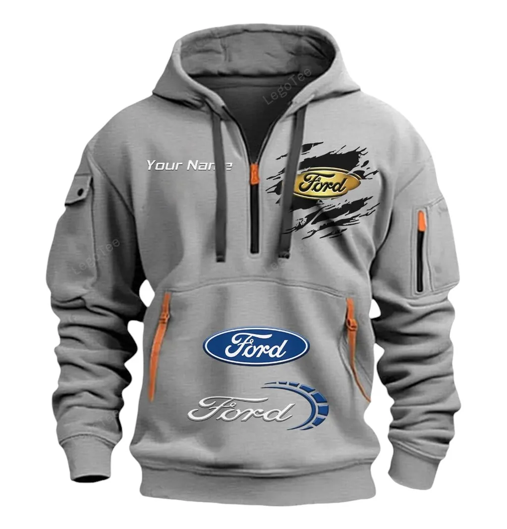 ford half zip hoodie car113021425778 best gift for him husband boyfriend gray vmyom