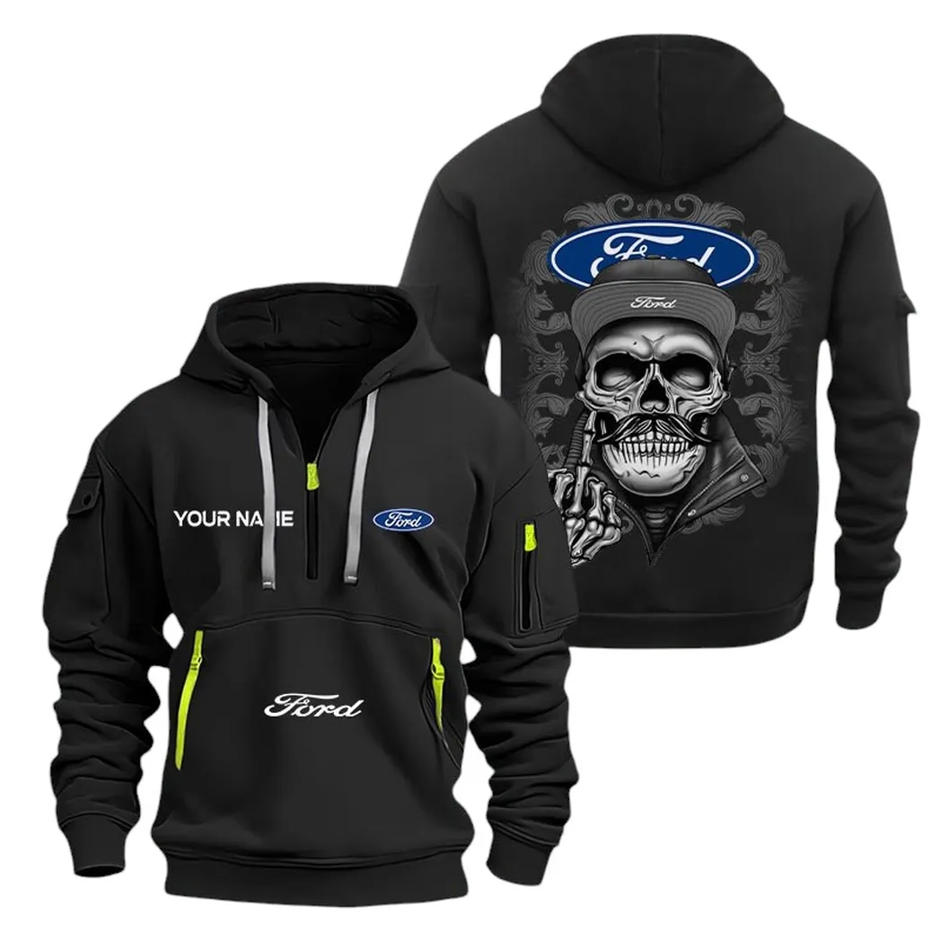 Ford Half Zip Hoodie For Men, Gift For Ford Fan CAR166022625138 - Black