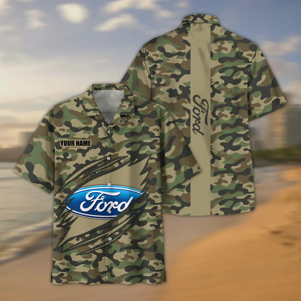 Ford Hawaiian Shirt Style Camo Oversized Hawaiian CAR210040825702