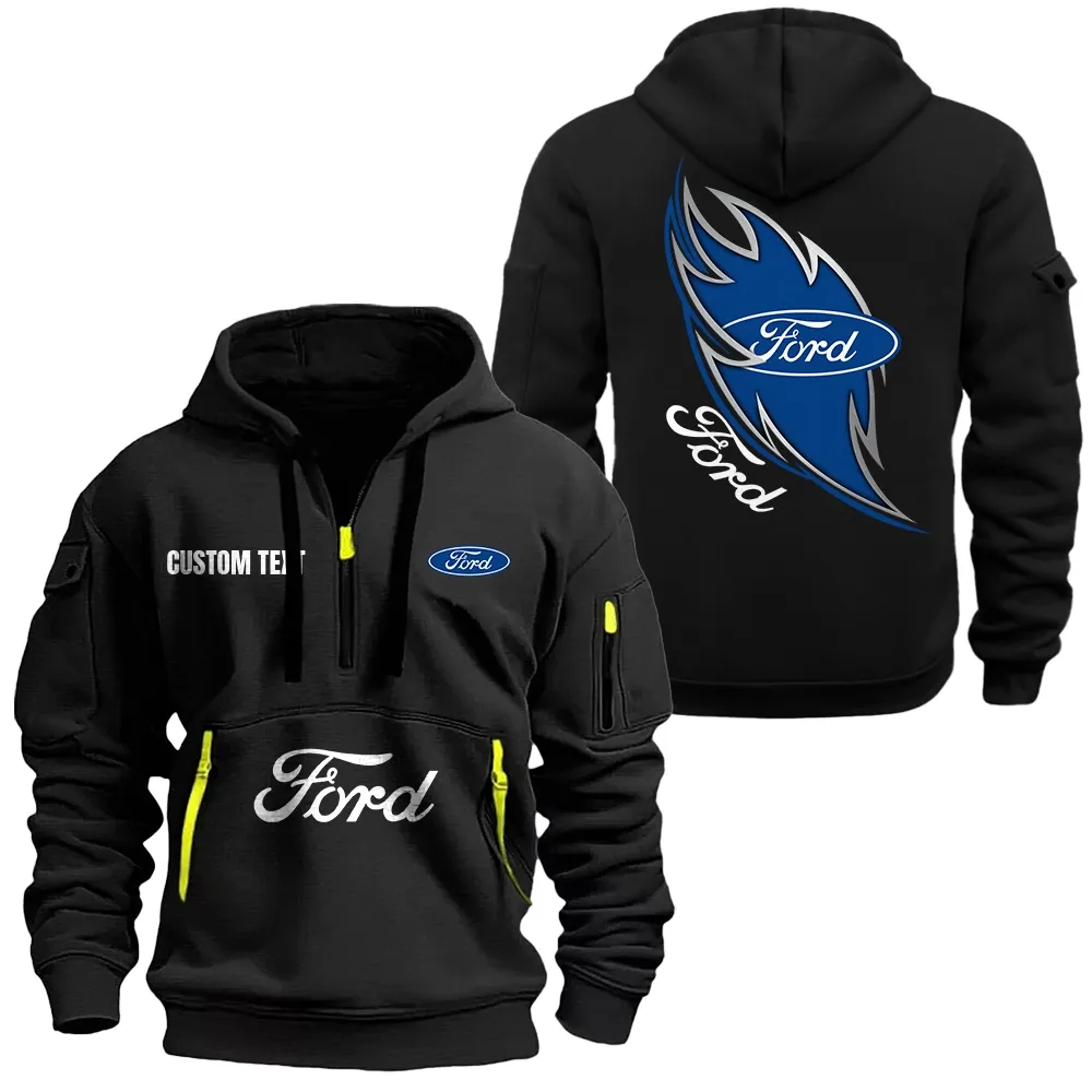 ford hoodie half zipper car1701112077 car all over print hoodie half zipper black ddfzg