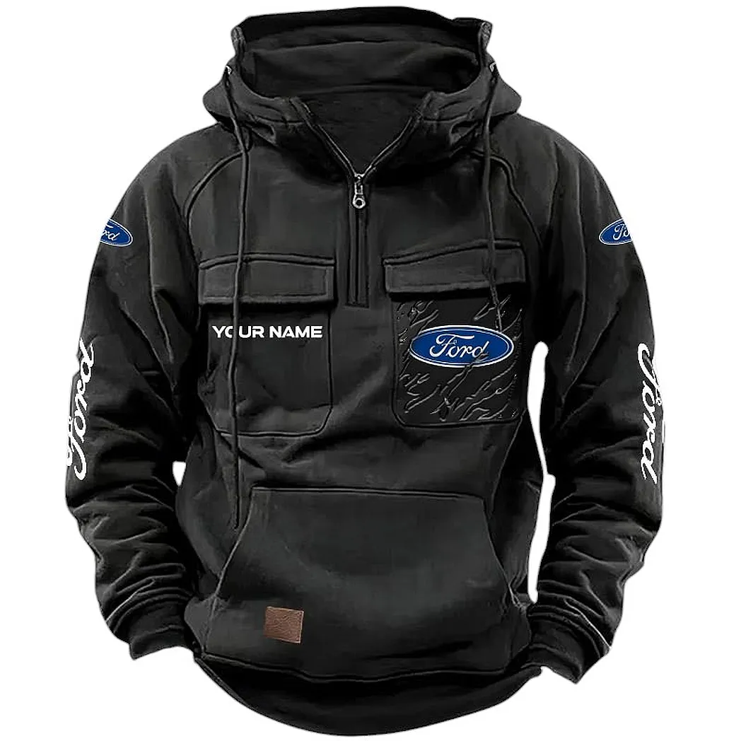 Ford Hoodie Tactical Quarter Zip, Gift For Ford Lovers CAR164022425134 - Black