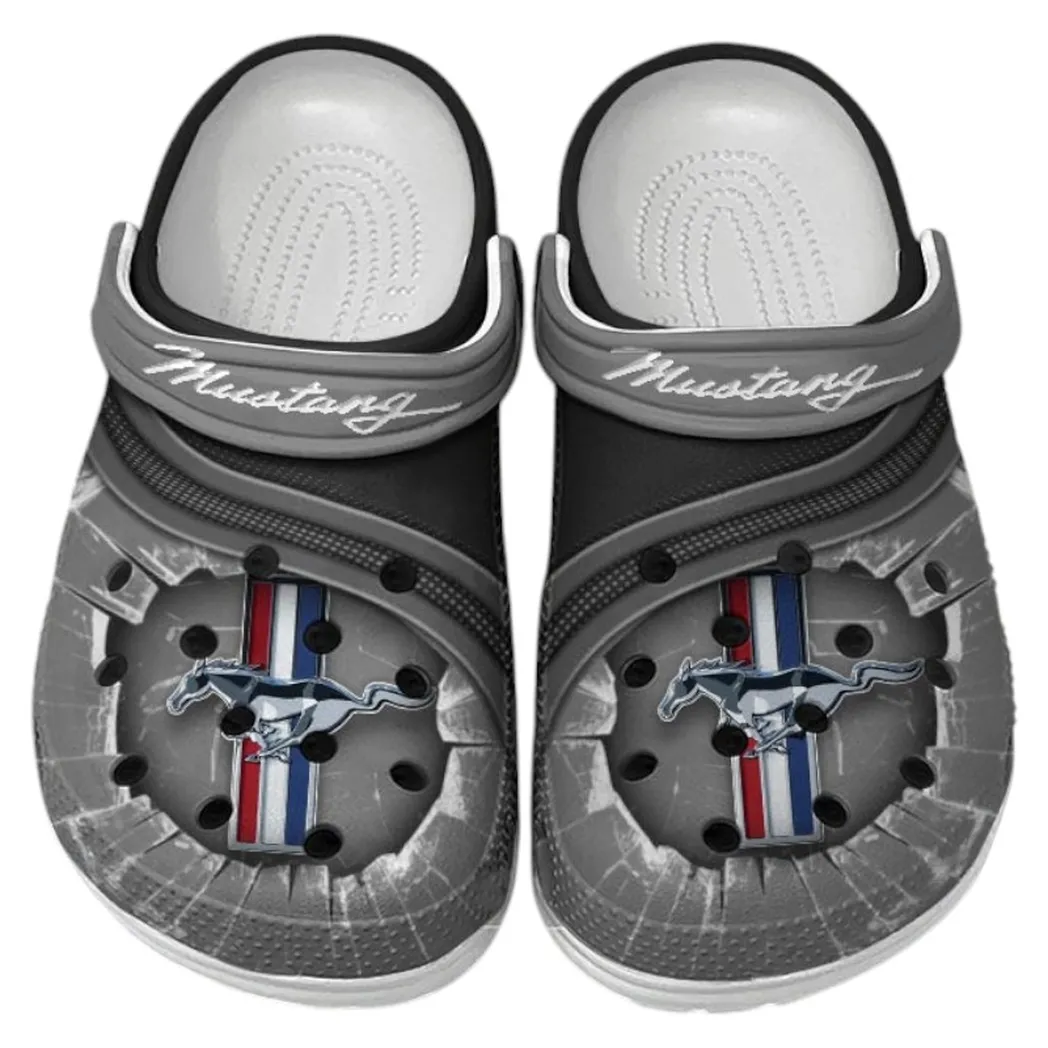 Ford Mustang Crocs Clogs Men Women, Gift For Ford Mustang Fan CAR188032025114 - Gray