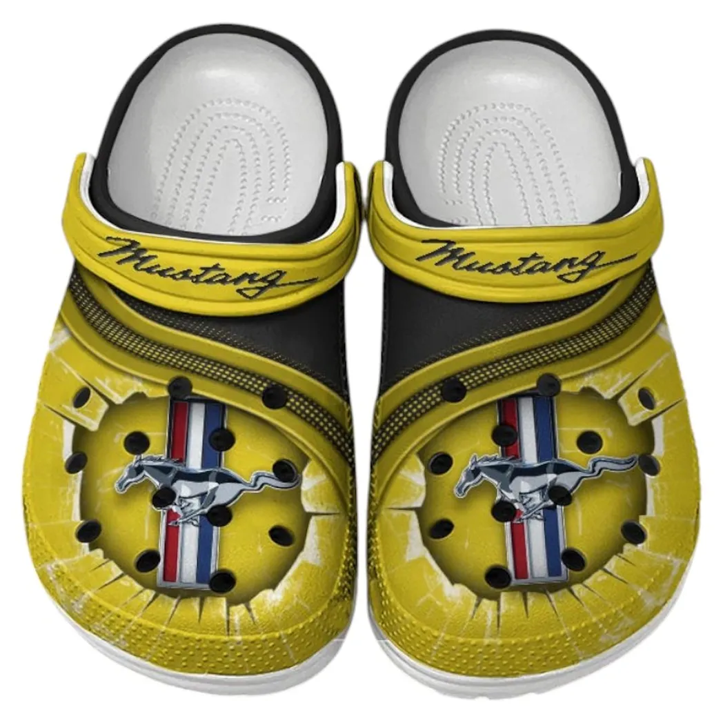 Ford Mustang Crocs Clogs Men Women, Gift For Ford Mustang Fan CAR188032025114 - Yellow
