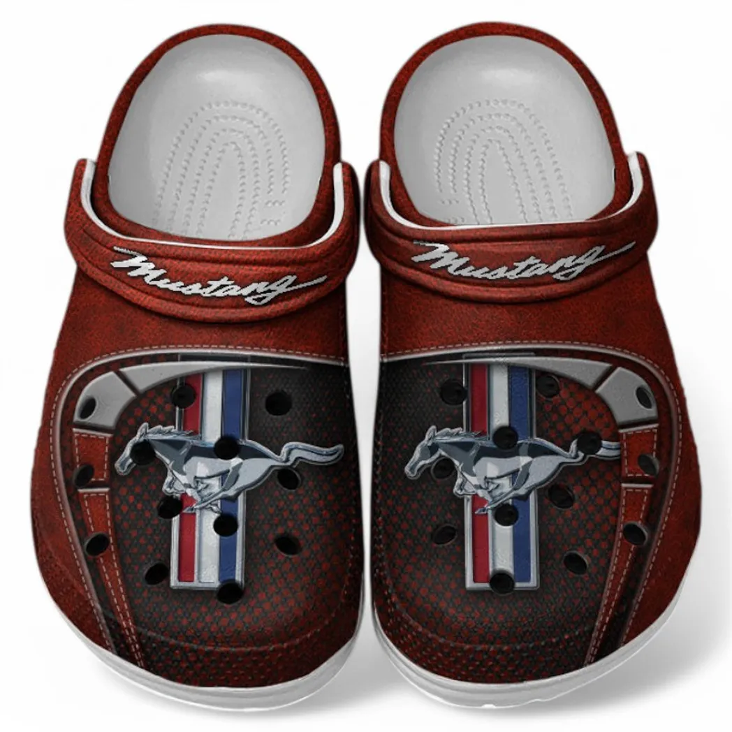 Ford Mustang Crocs Sandals For Men Women, Gift For Ford Mustang Fan CAR177031425561 - Red