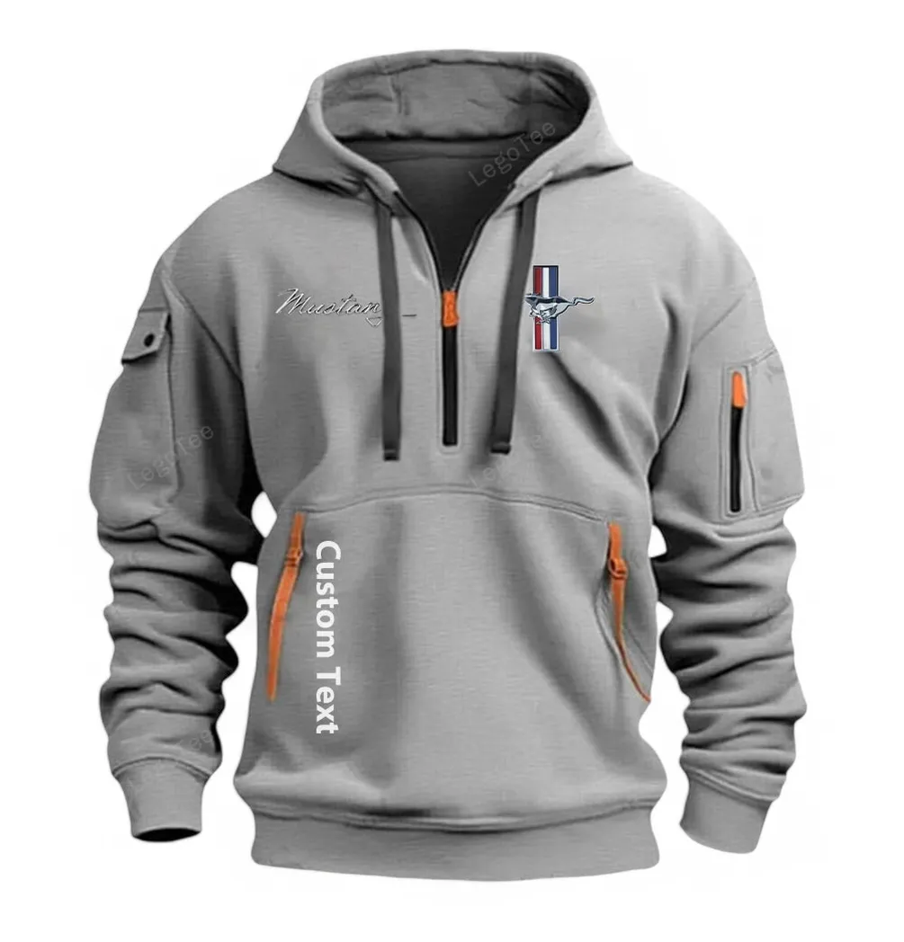 ford mustang half zip hoodie for men gift for him husband boyfriend gray car112021425560 2