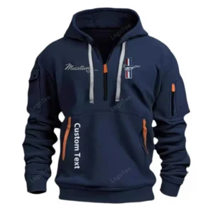 Ford Mustang Half Zip Hoodie For Men, Gift For Him, Husband, Boyfriend - Navy CAR112021425560-4