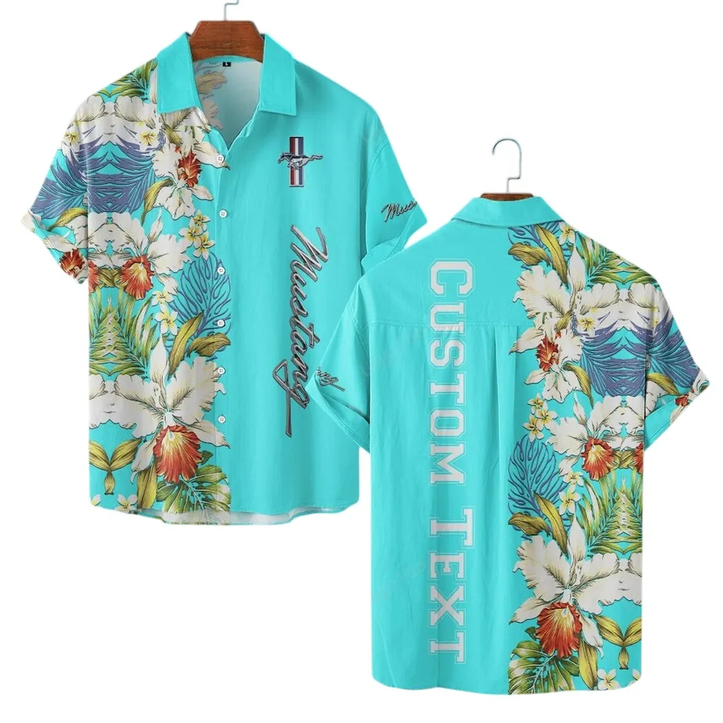 Ford Mustang Hawaiian Shirt For Men, Gift For Ford Mustang Lovers, Gift For Him, Husband, Boyfriend CAR1230304007 - Cyan