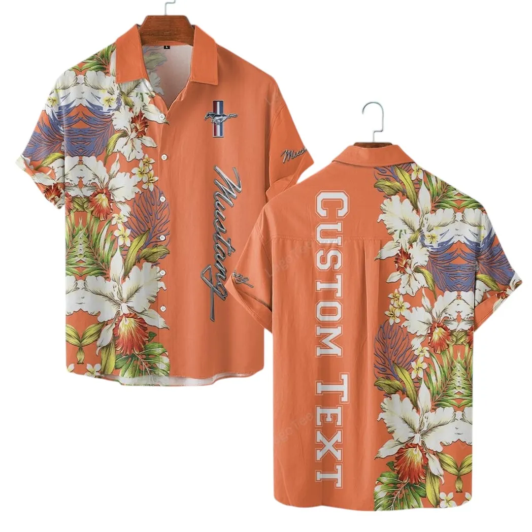 Ford Mustang Hawaiian Shirt For Men, Gift For Ford Mustang Lovers, Gift For Him, Husband, Boyfriend CAR1230304007 - Orange