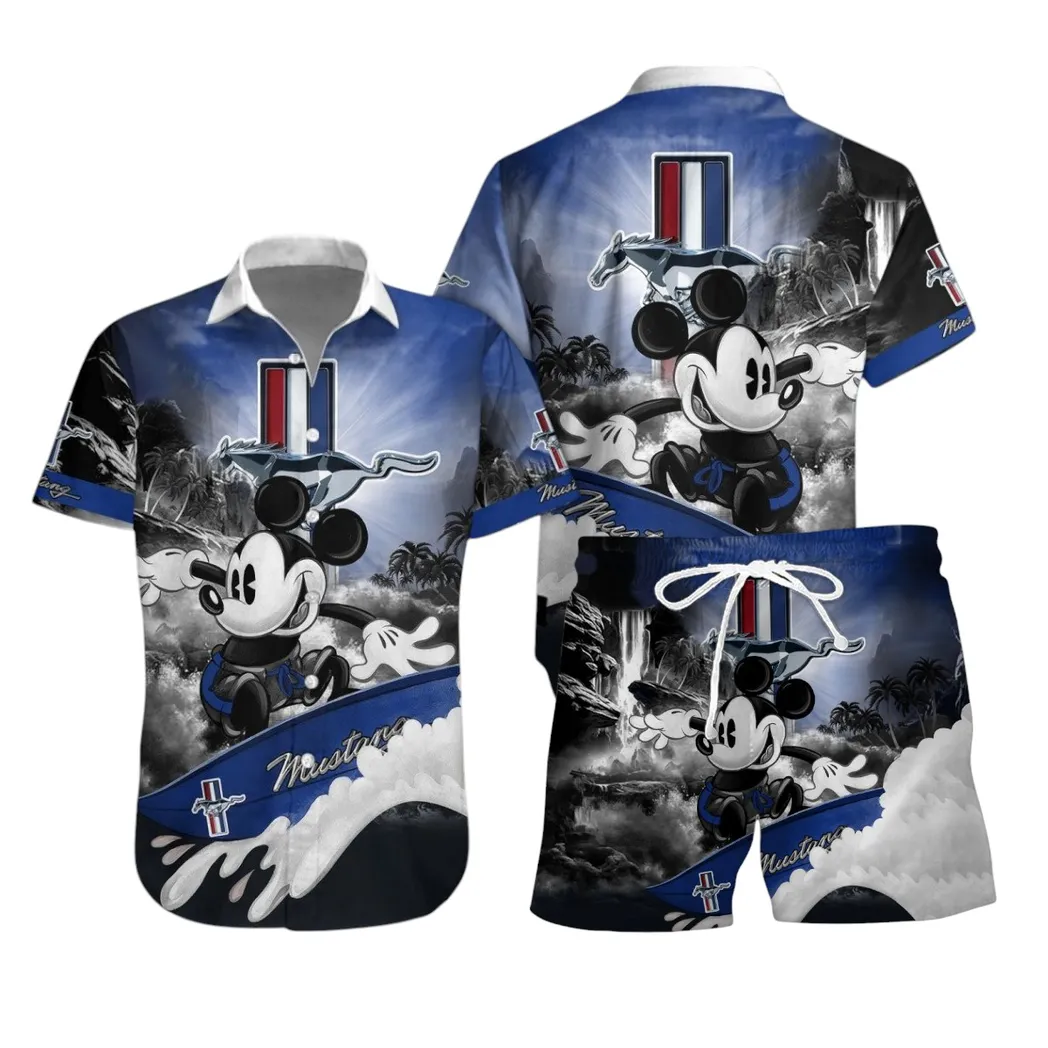 ford mustang hawaiian shirt set gift for ford mustang lovers gift for him husband boyfriend car53030625038 tcejb