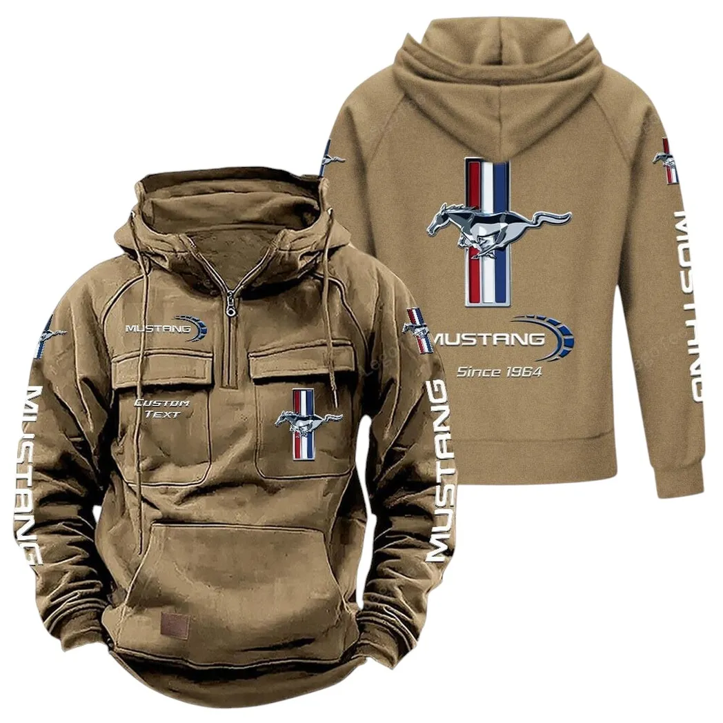 ford mustang tactical quarter zip hoodie gift for ford mustang lovers gift for him husband boyfriend khaki car96021425678 4 9mfzg