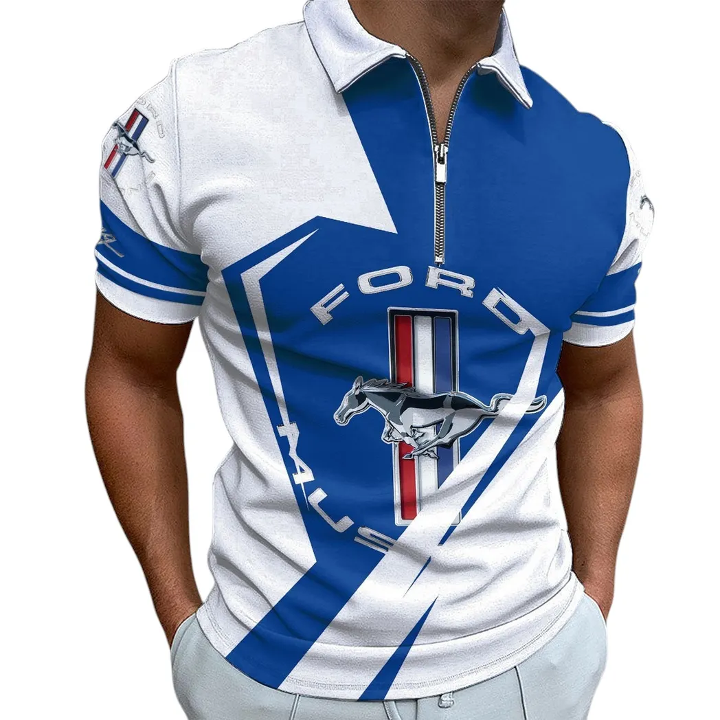 ford mustang zipper polo shirt gift for ford mustang lovers gift for him husband boyfriend car3202122503 zthtz