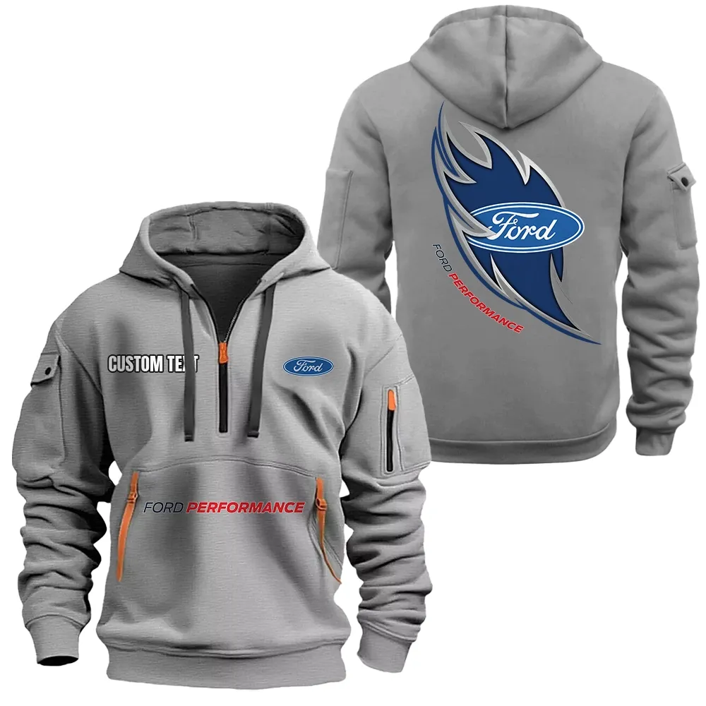 ford performance Hoodie Half Zipper CAR1701112080, CAR All Over Print Hoodie Half Zipper - Gray