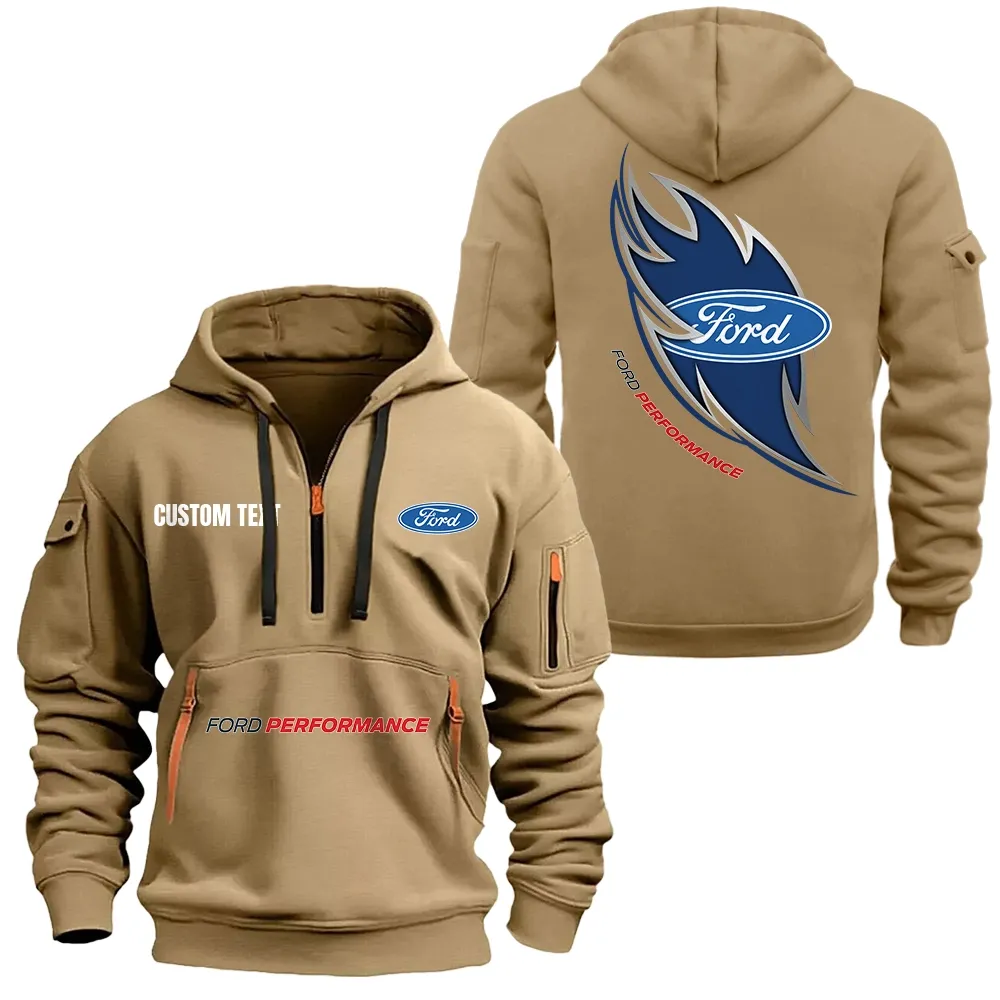 ford performance hoodie half zipper car1701112080 car all over print hoodie half zipper khaki ybhzq