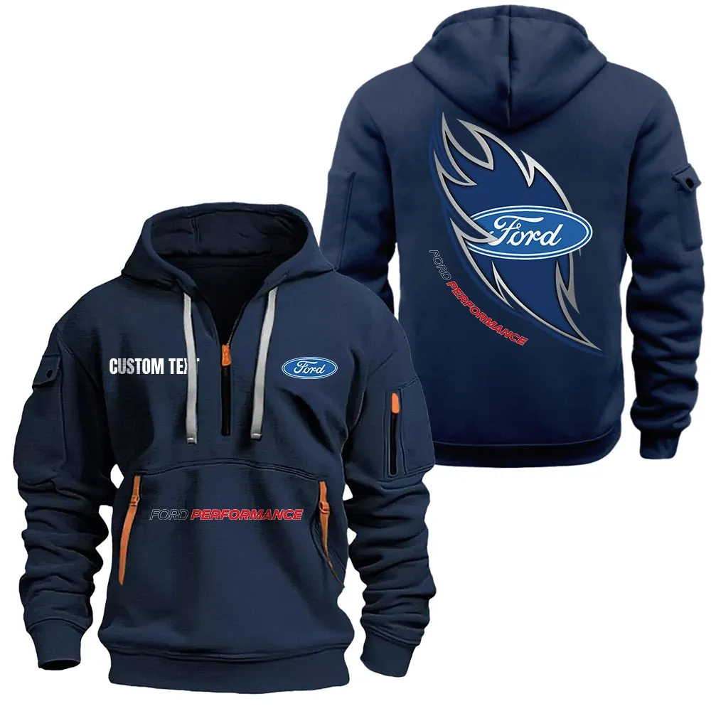 ford performance Hoodie Half Zipper CAR1701112080, CAR All Over Print Hoodie Half Zipper - Navy