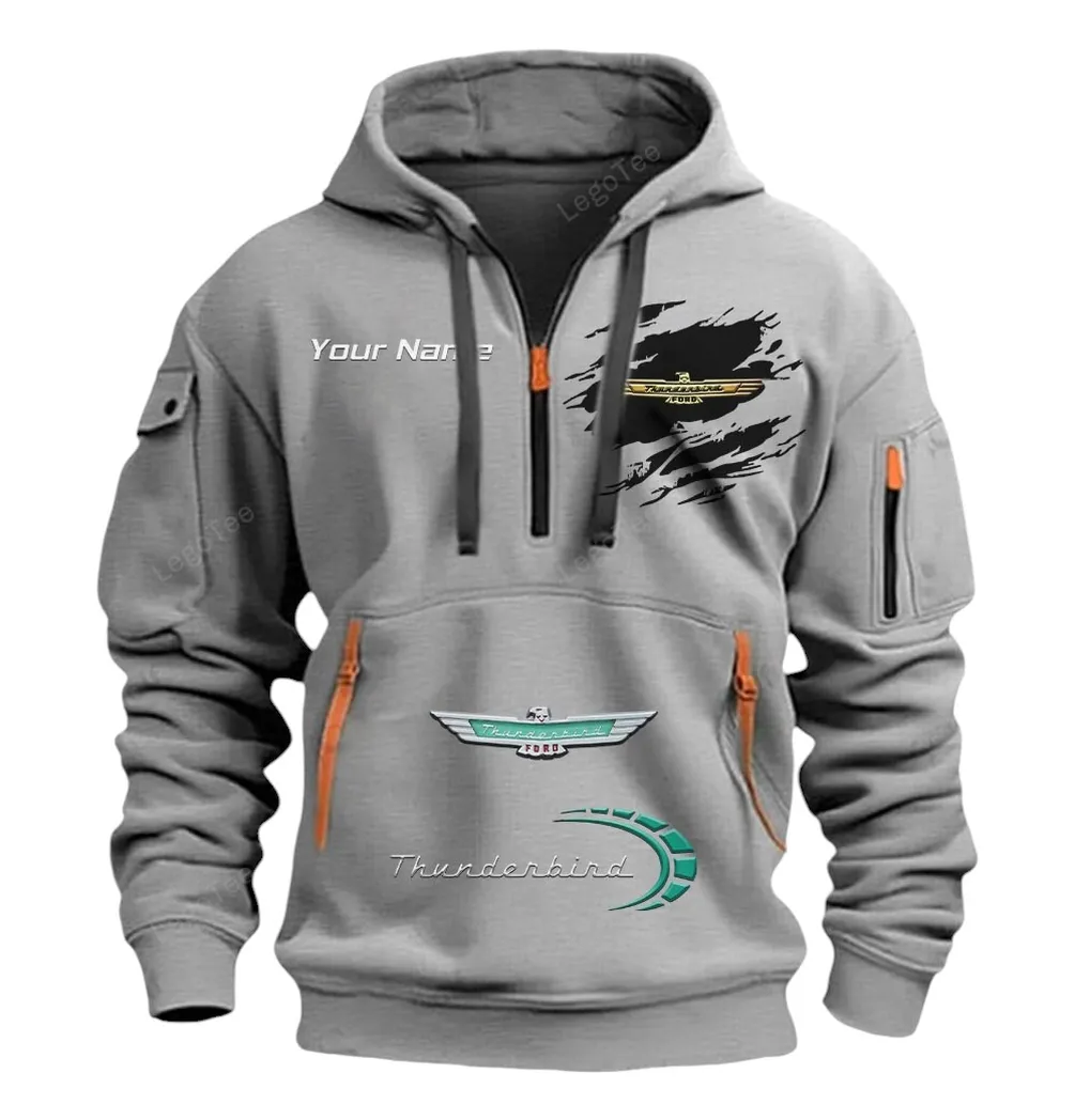 ford thunderbird half zip hoodie car113021425843 best gift for him husband boyfriend gray