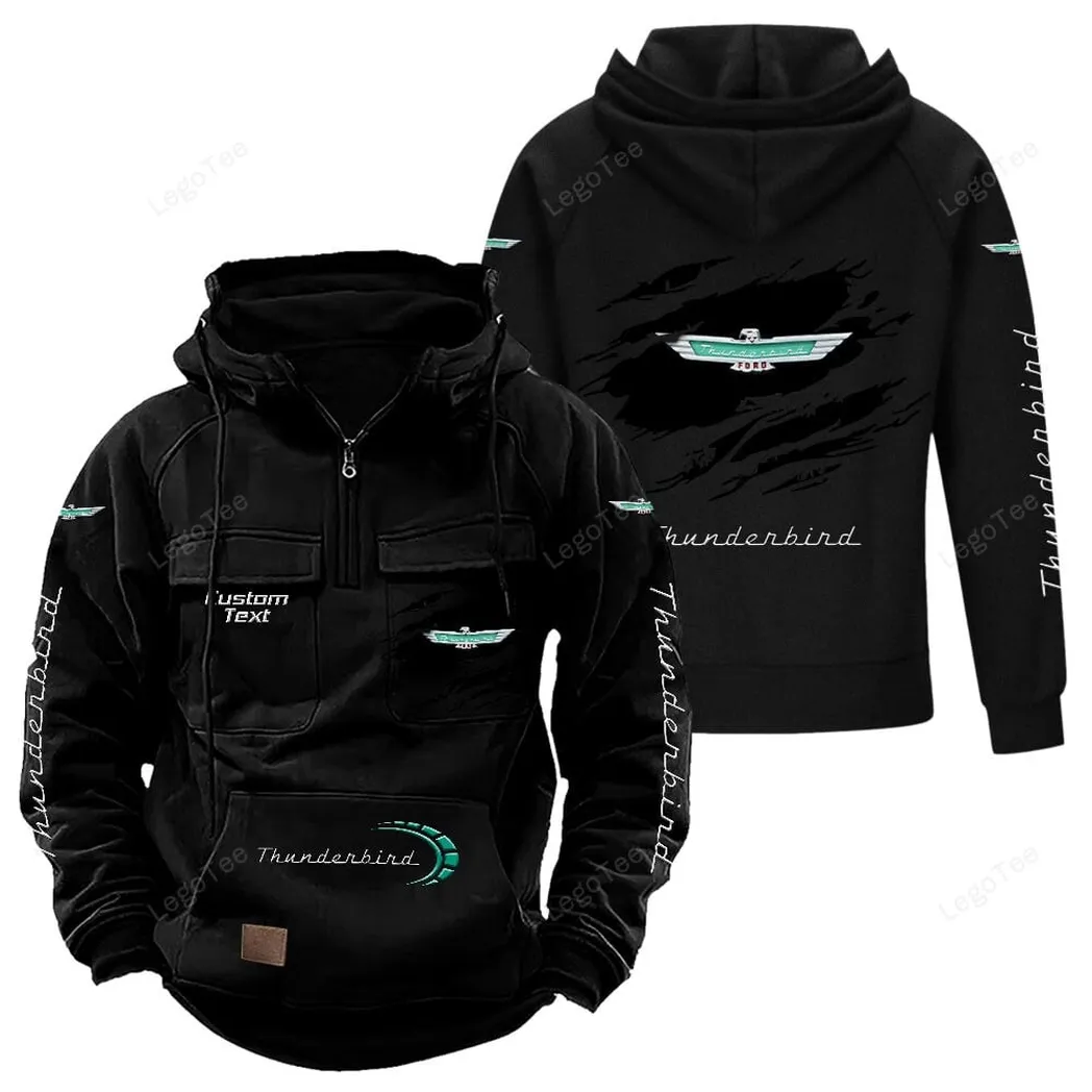 Ford Thunderbird Tactical Quarter Zip Hoodie, Gift For Ford Thunderbird Lovers, Gift For Him, Husband, Boyfriend - Black CAR122021425038-2