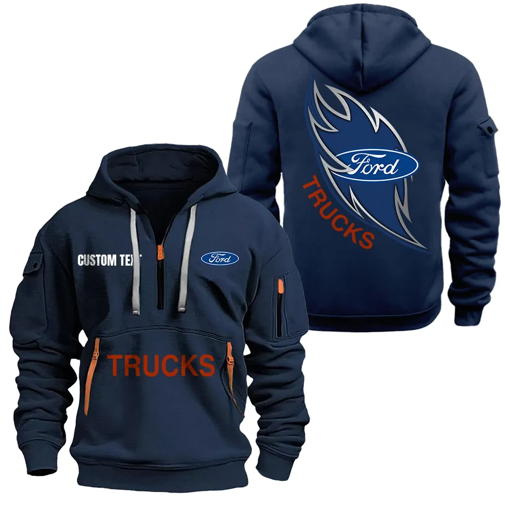 ford truck Hoodie Half Zipper CAR1701112084, CAR All Over Print Hoodie Half Zipper - Navy