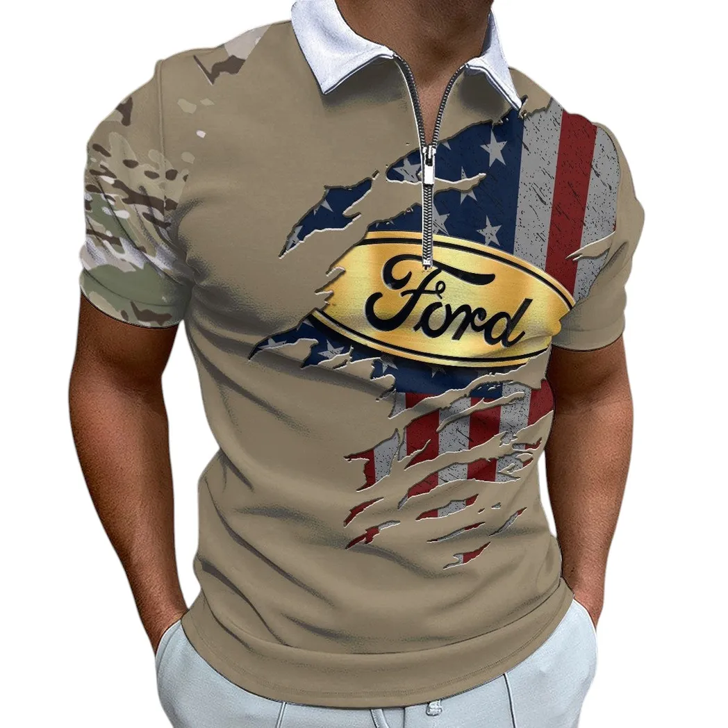 ford zipper polo shirt gift for ford lovers gift for him husband boyfriend car340213032 1 ofgd1