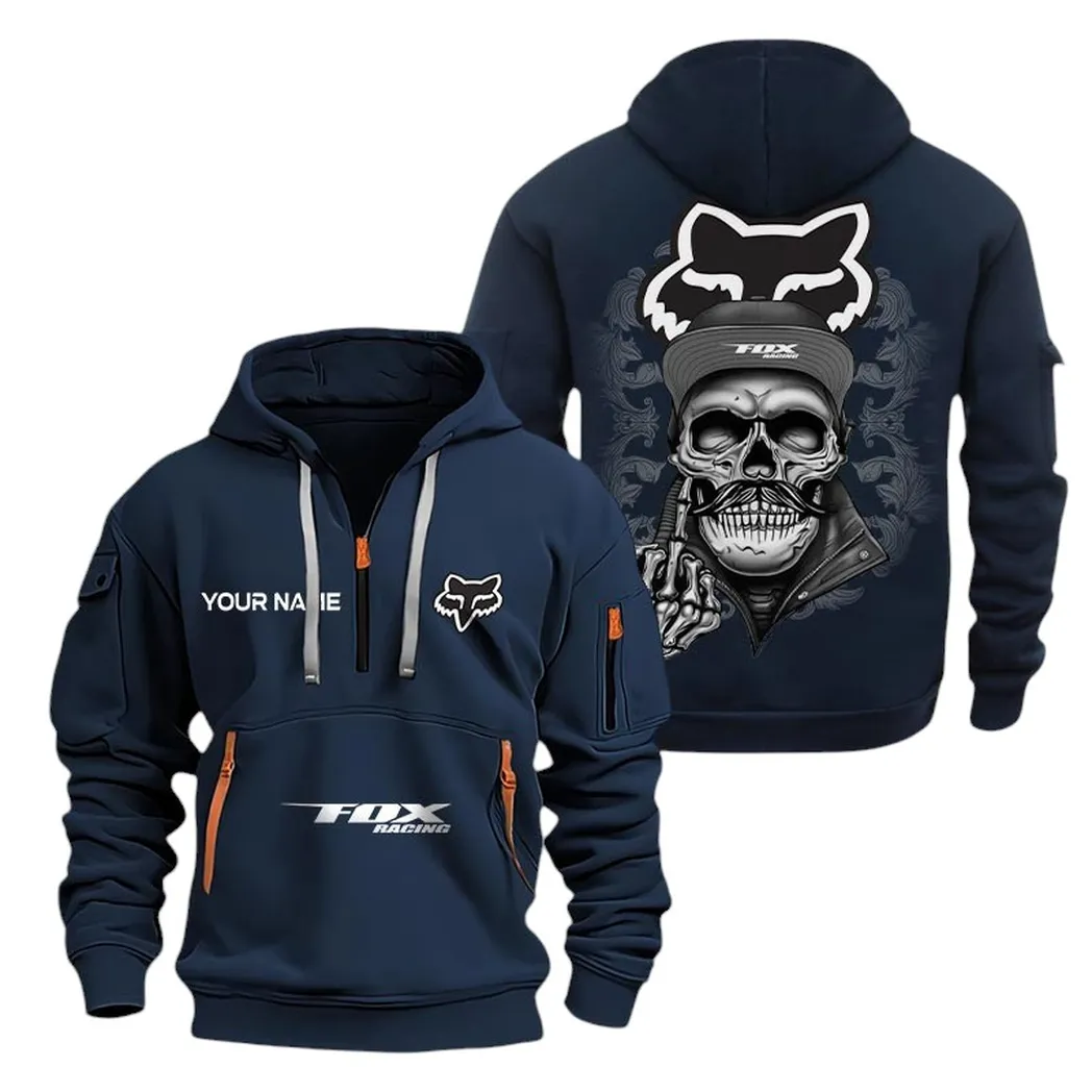 Fox Racing Half Zip Hoodie For Men, Gift For Fox Racing Fan CAR166022625199 - Navy