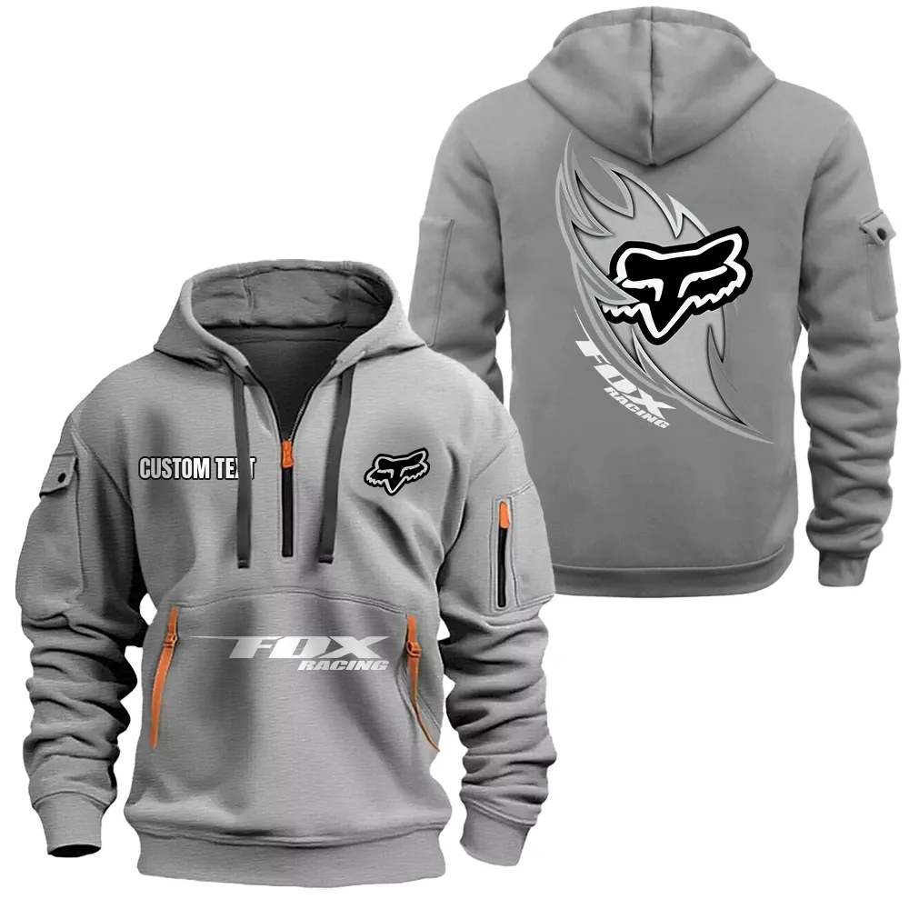 Fox Racing Hoodie Half Zipper CAR1701112085, CAR All Over Print Hoodie Half Zipper - Gray