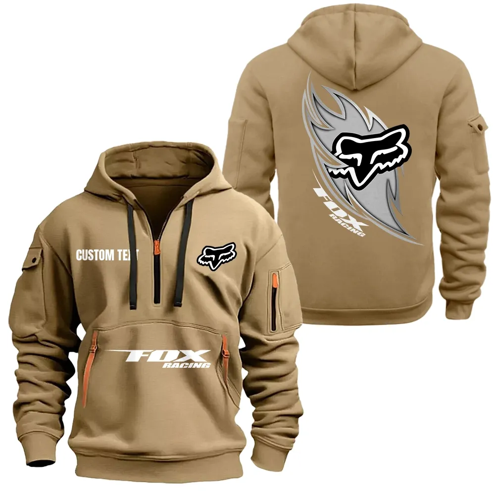 Fox Racing Hoodie Half Zipper CAR1701112085, CAR All Over Print Hoodie Half Zipper - Khaki