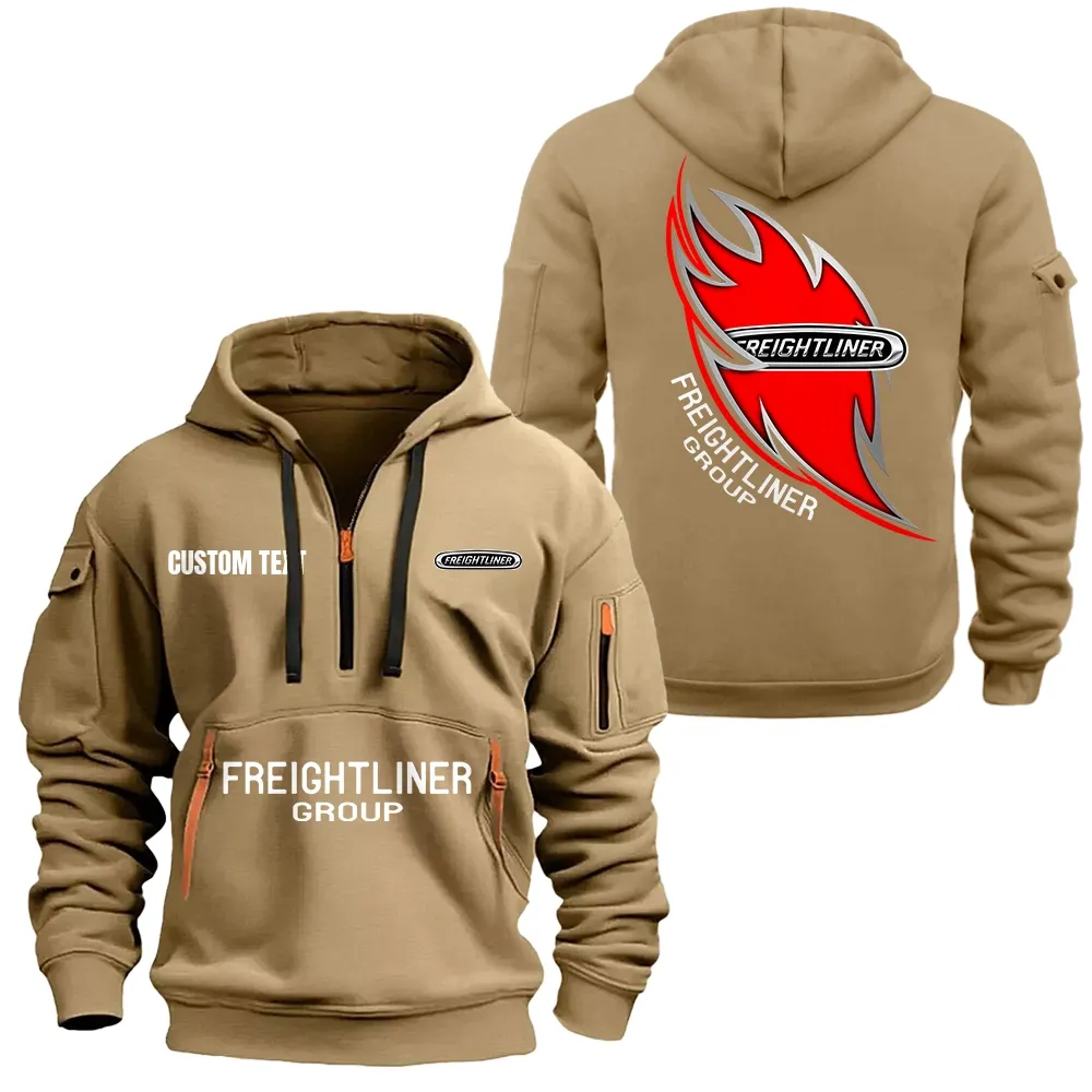 freightliner group hoodie half zipper car1701112086 car all over print hoodie half zipper khaki 5vjdz