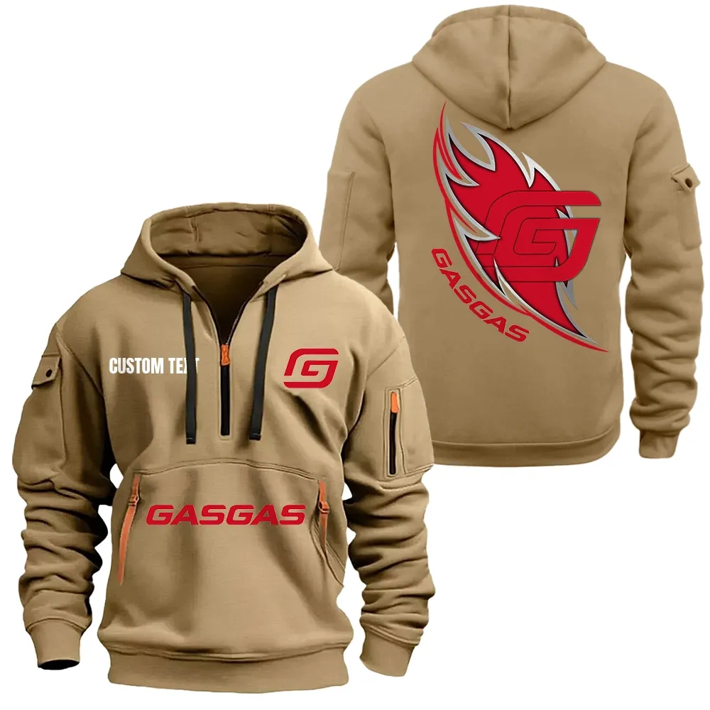 Gas Gas Hoodie Half Zipper CAR1701112087, CAR All Over Print Hoodie Half Zipper - Khaki