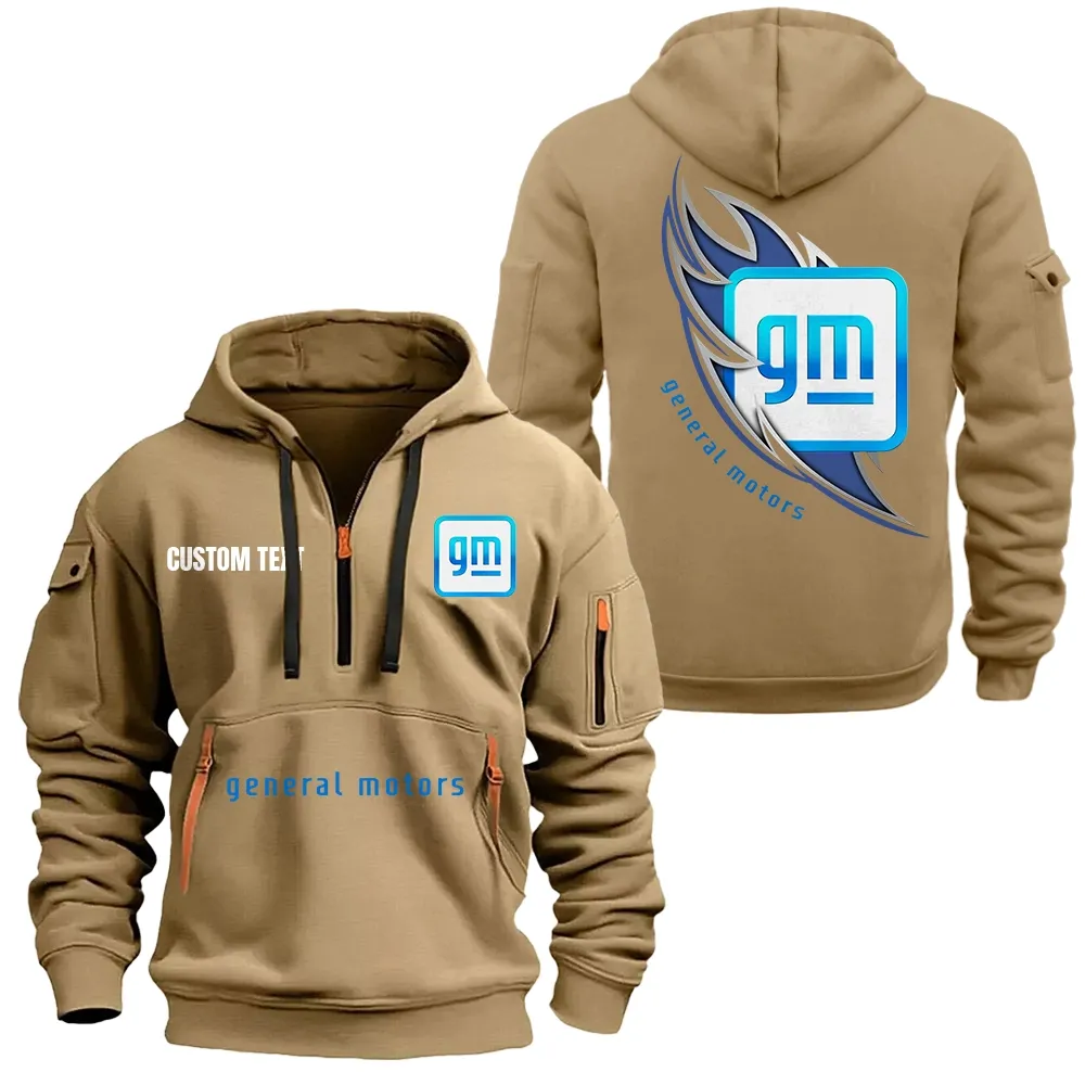 General Motors Hoodie Half Zipper CAR1701112088, CAR All Over Print Hoodie Half Zipper - Khaki