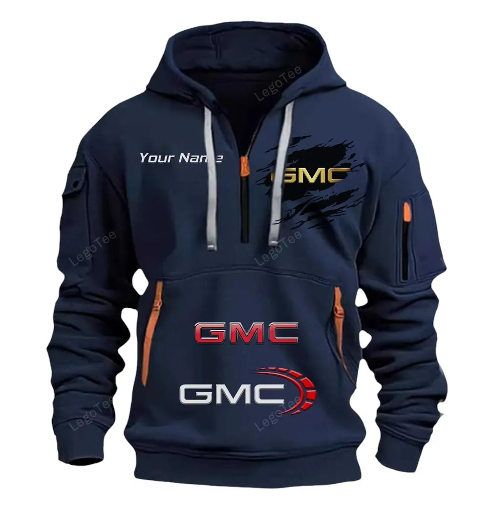 GMC Half Zip Hoodie CAR113021425804, Best Gift for Him, Husband, Boyfriend - Navy gmc half zip hoodie car113021425804 best gift for him husband boyfriend navy wsovt