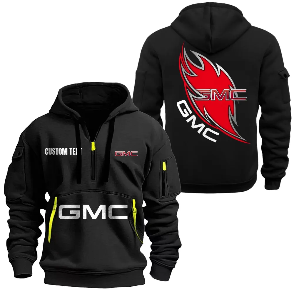GMC Hoodie Half Zipper CAR1701112089, CAR All Over Print Hoodie Half Zipper - Black