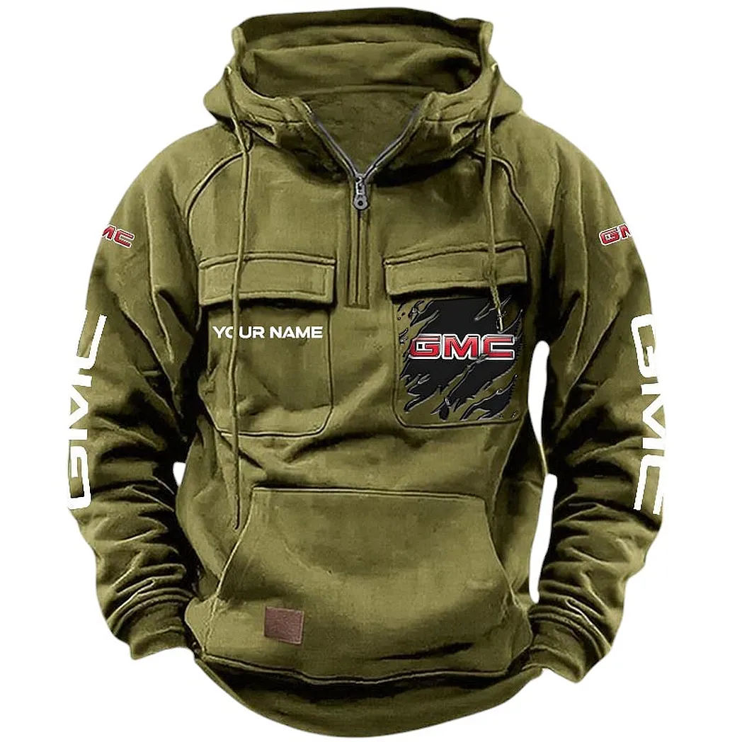 GMC Hoodie Tactical Quarter Zip, Gift For GMC Lovers CAR164022425135 - Army Green