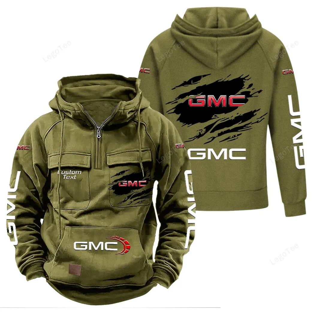 GMC Tactical Quarter Zip Hoodie, Gift For GMC Lovers, Gift For Him, Husband, Boyfriend - Army Green CAR122021425036-1