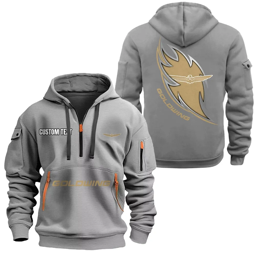 goldwing hoodie half zipper car1701112090 car all over print hoodie half zipper gray ftyfv