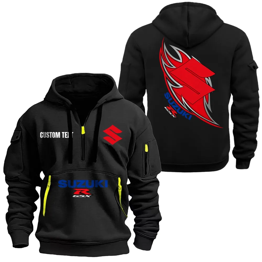Gsx Hoodie Half Zipper CAR1701112091, CAR All Over Print Hoodie Half Zipper - Black