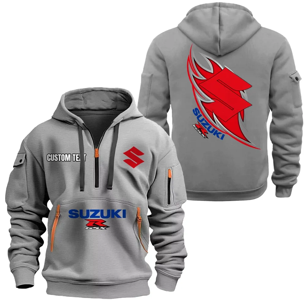Gsx Hoodie Half Zipper CAR1701112091, CAR All Over Print Hoodie Half Zipper - Gray