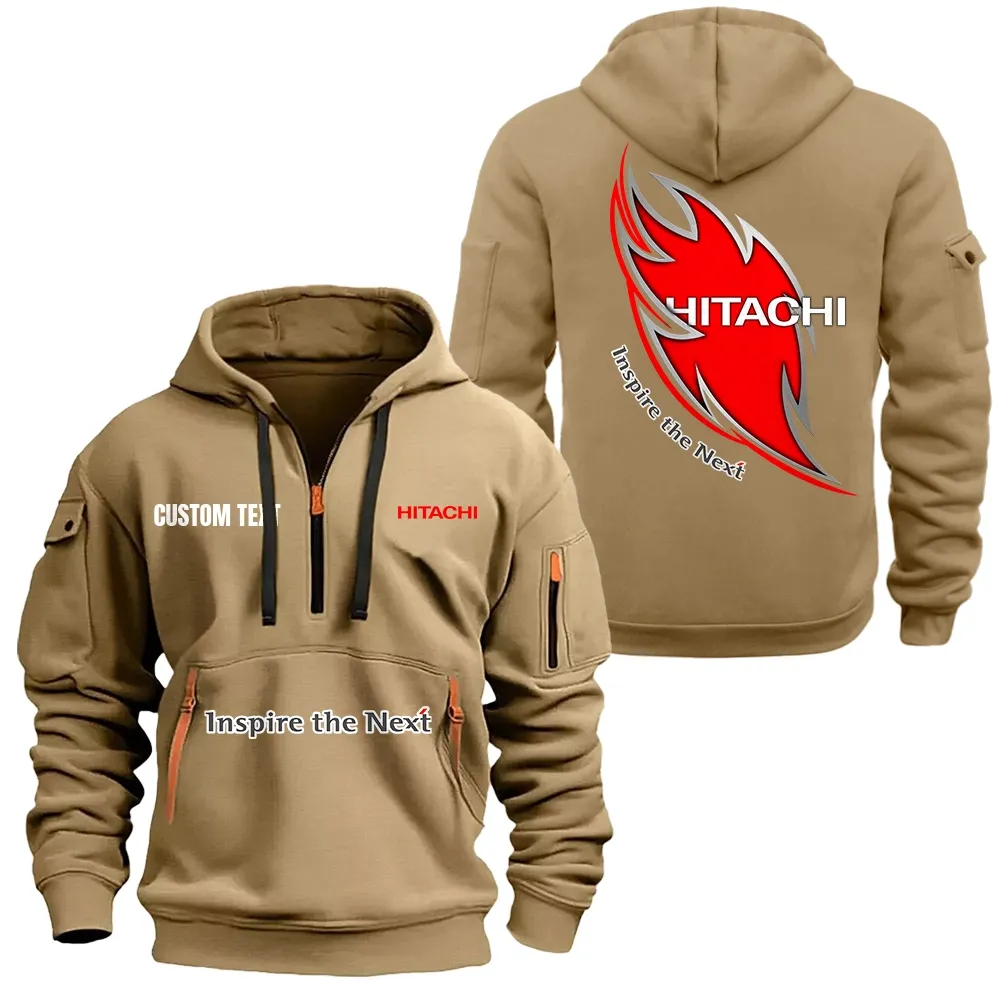 Hitachi Hoodie Half Zipper CAR1701112094, CAR All Over Print Hoodie Half Zipper - Khaki