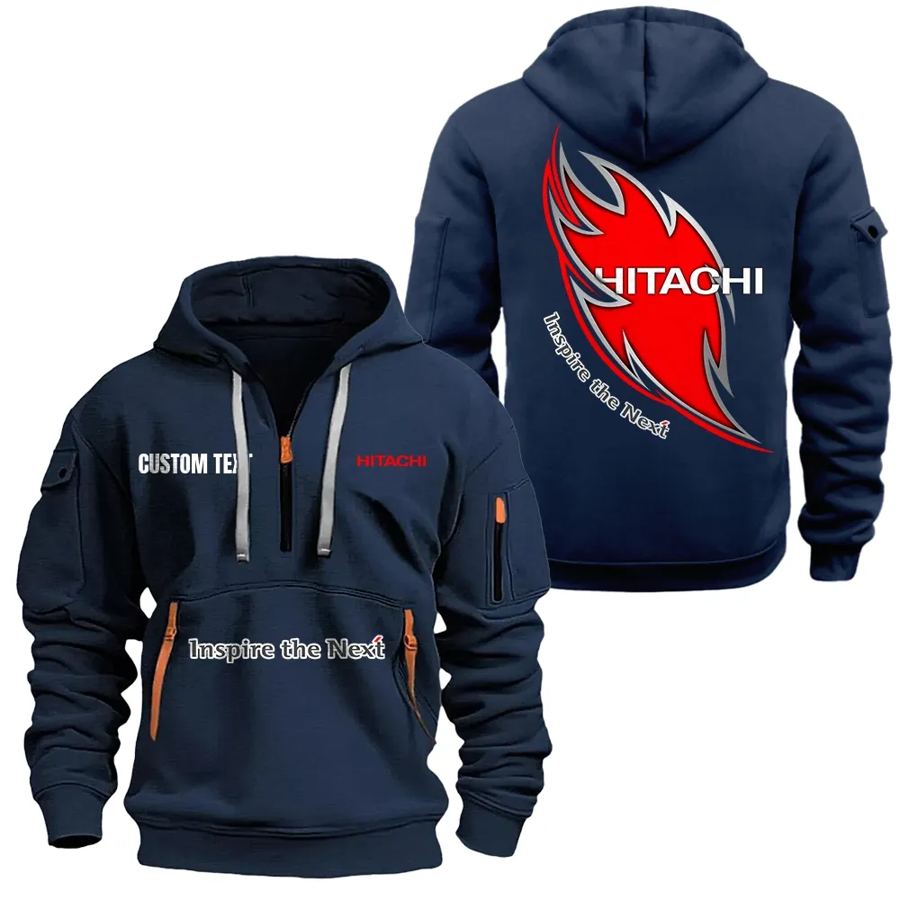 Hitachi Hoodie Half Zipper CAR1701112094, CAR All Over Print Hoodie Half Zipper - Navy