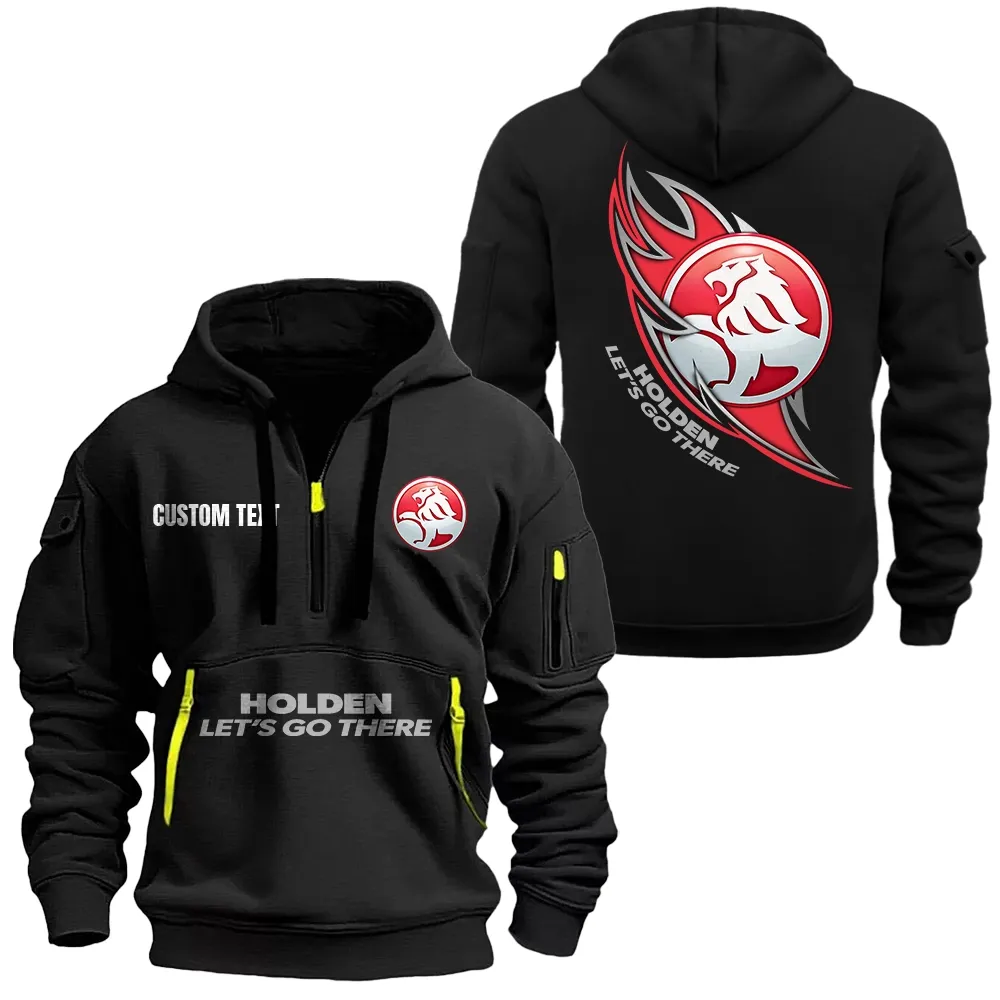 Holden Hoodie Half Zipper CAR1701112095, CAR All Over Print Hoodie Half Zipper - Black