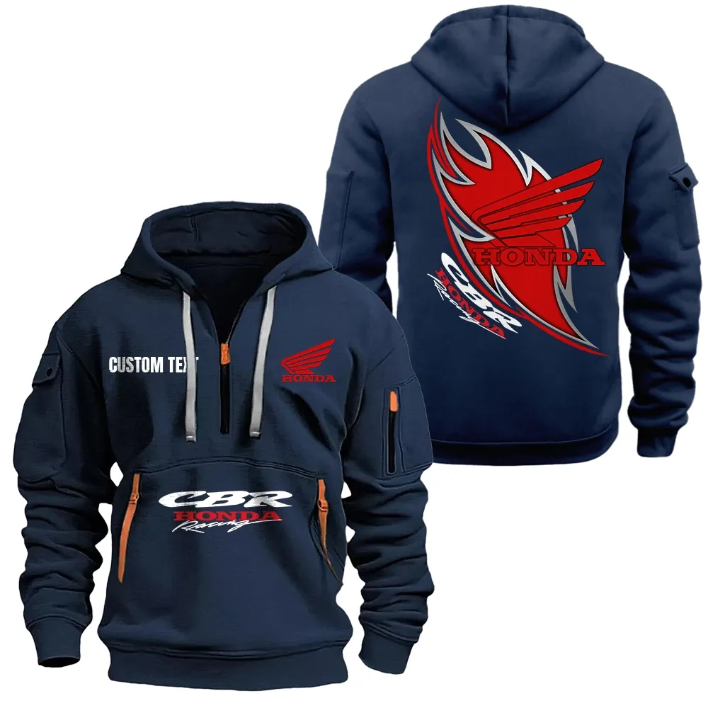 Honda CBR Hoodie Half Zipper CAR1701112096, CAR All Over Print Hoodie Half Zipper - Navy