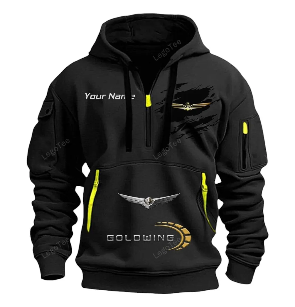 Honda Gold Wing Half Zip Hoodie CAR113021425809, Best Gift for Him, Husband, Boyfriend - Black honda gold wing half zip hoodie car113021425809 best gift for him husband boyfriend black