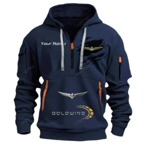 Honda Gold Wing Half Zip Hoodie CAR113021425809, Best Gift for Him, Husband, Boyfriend - Navy