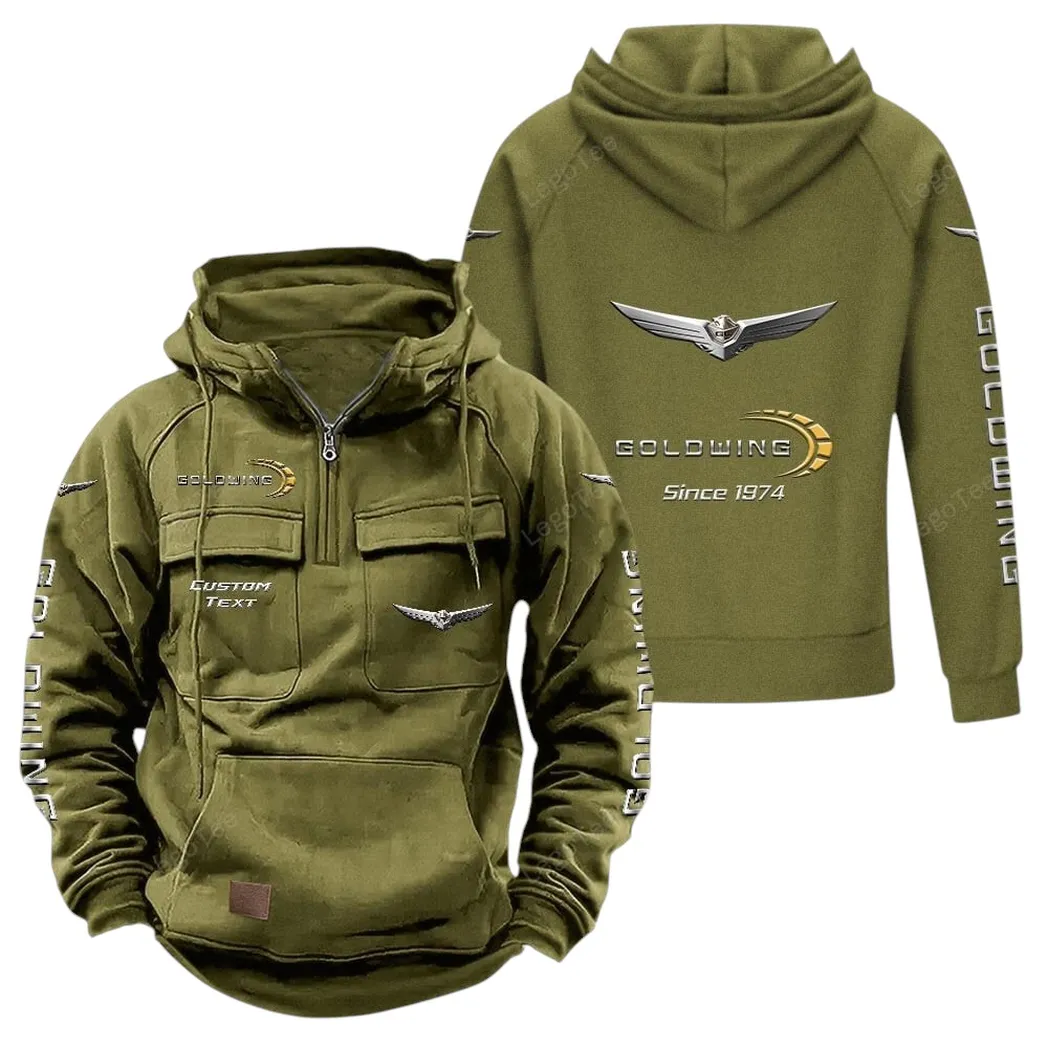 Honda Gold Wing Tactical Quarter Zip Hoodie, Gift For Honda Gold Wing Lovers, Gift For Him, Husband, Boyfriend - Army Green CAR96021425731-1