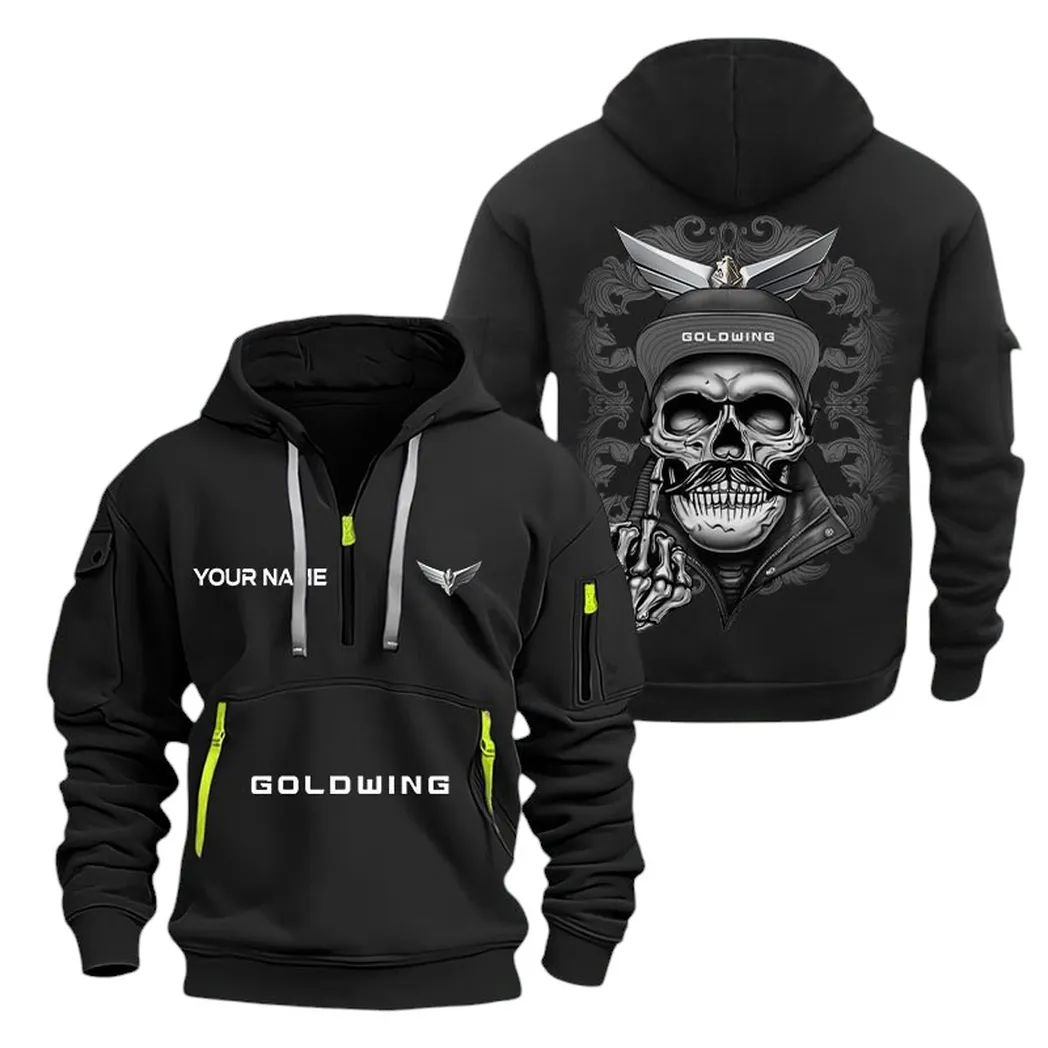 Honda Goldwing Half Zip Hoodie For Men, Gift For Honda Goldwing Fan CAR166022625185 - Black