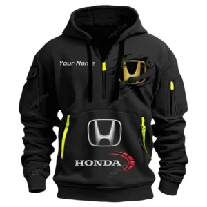 Honda Half Zip Hoodie CAR113021425806, Best Gift for Him, Husband, Boyfriend - Black