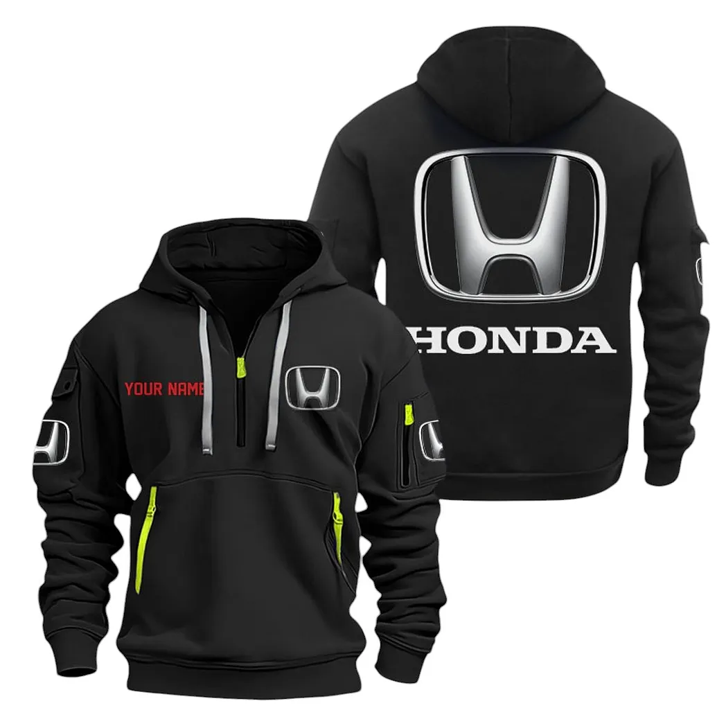 Honda Half Zip Hoodie For Men, Gift For Honda Lovers CAR20022125690 - Black